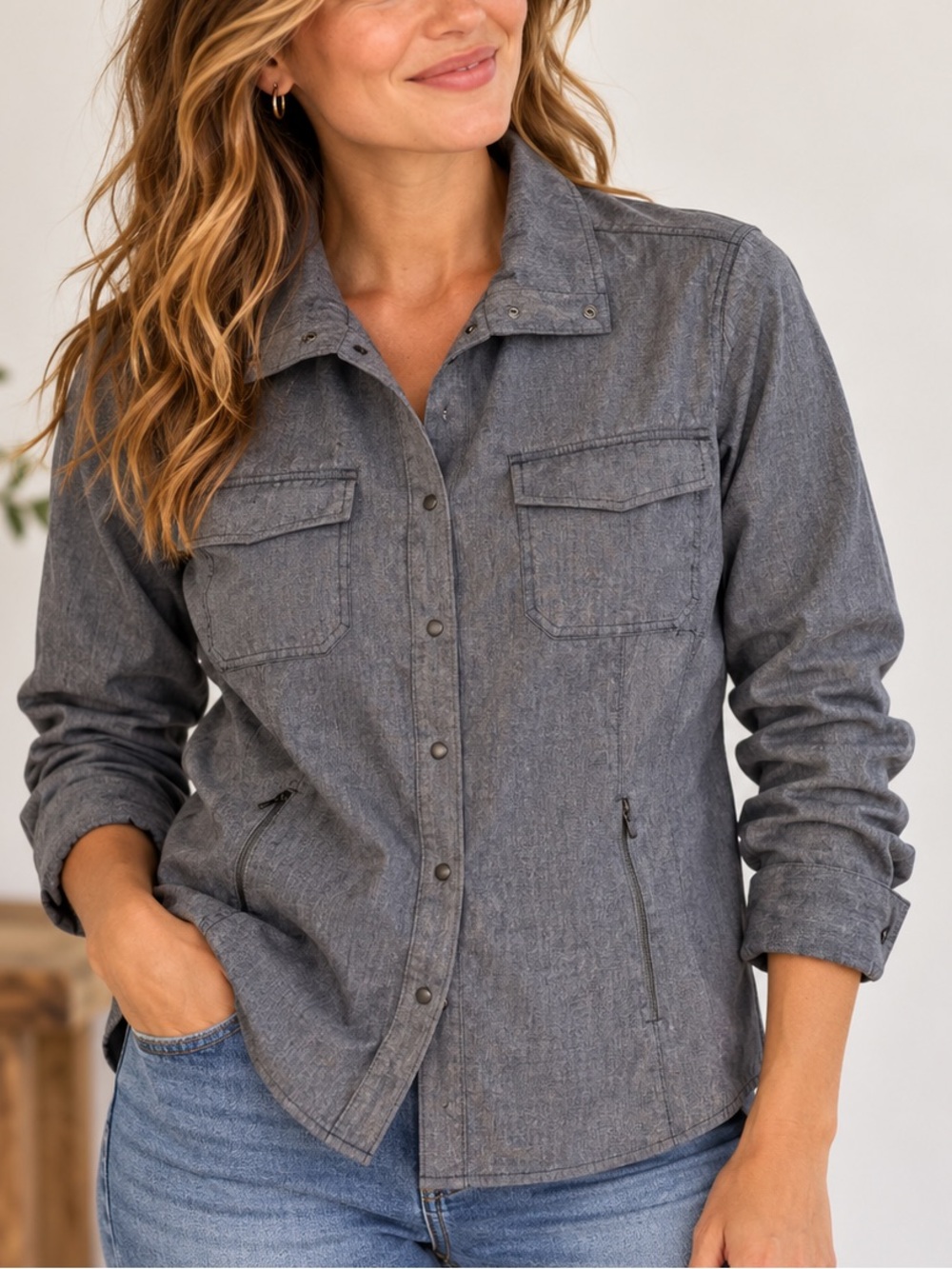 Duluth Trading Co Gray Button Down Shirt XL
